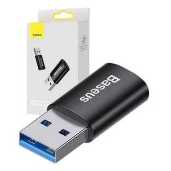 Adaptador Baseus Ingenuity USB Type-A (conector fêmea) para USB Type-C (ficha macho) 10 Gbit/s, preto, 14×22×8 mm