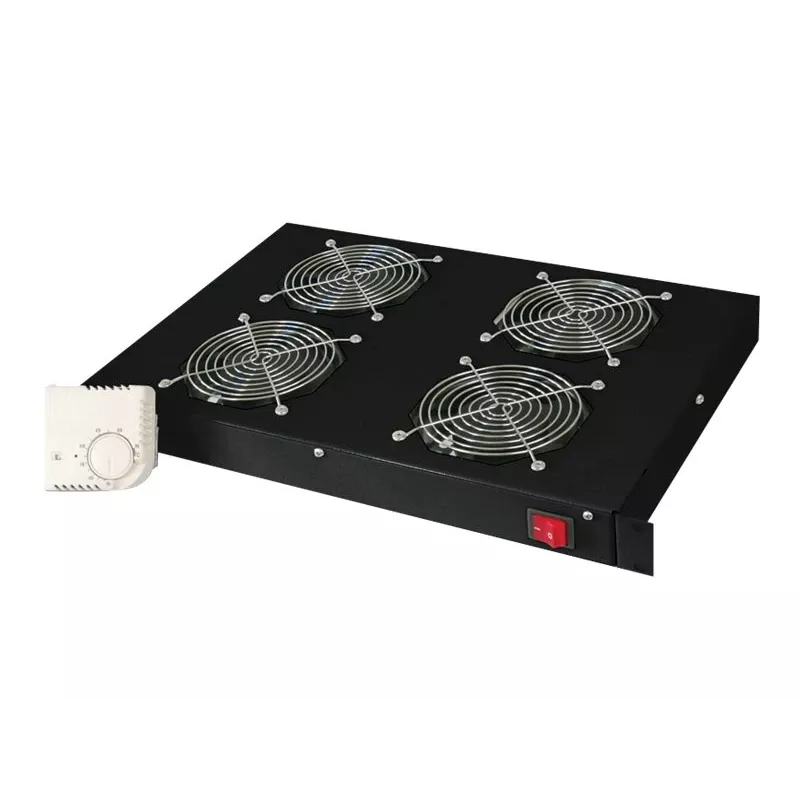 Digitus DN-19 FAN-4-HO-SW unidade de ventilação de teto de 19 polegadas, 4 ventoinhas, termóstato, preto