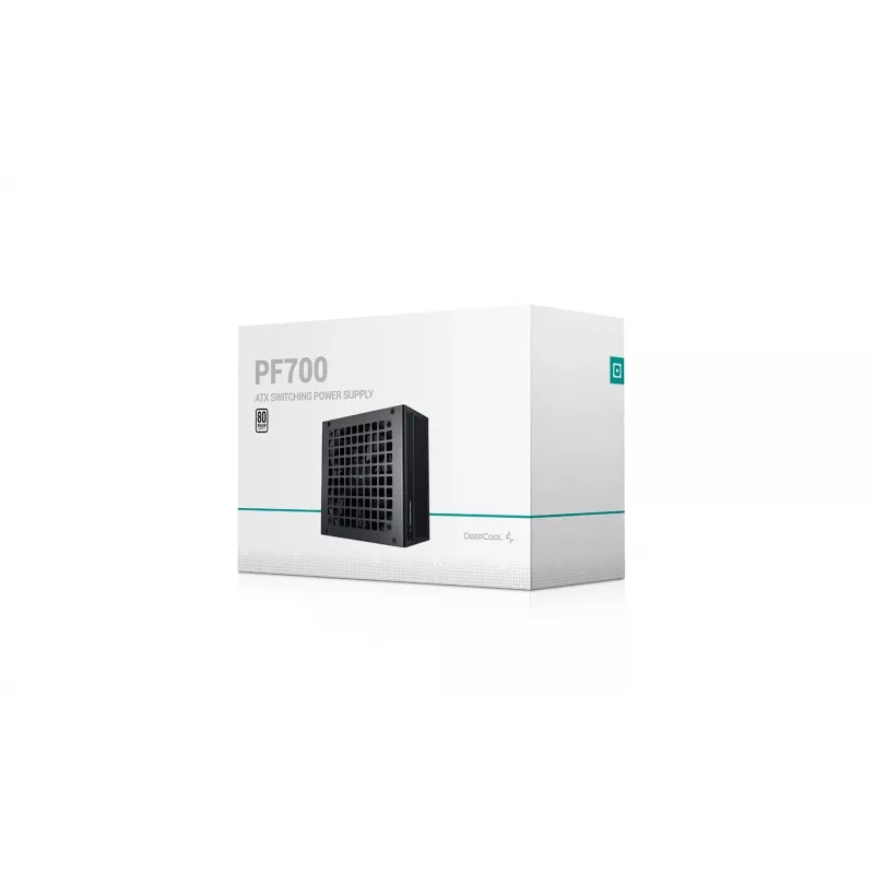 Fonte de alimentação DeepCool PF700 700W ATX 2.4 80 PLUS, ventoinha de 120 mm, não modular, 20+4 pinos, 2×6+2 PCIe, 4×SATA