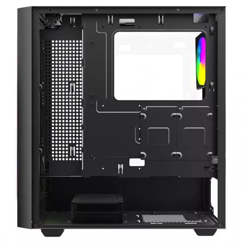 Caixa de PC SAVIO Noctis Flow RGB — Cube, ATX/Mini-ITX, 3 ventoinhas frontais de 120 mm, janela lateral em vidro temperado, GPU máx. 35 cm