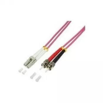 LogiLink - Cabo de ligação - LC Multimodo (M) para ST Multimodo (M) - 1 m - Fibra ótica - Duplex - 50/125 micrómetros - OM4 - Isento de halogéneos - violeta urze