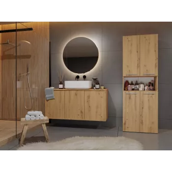 Armário de casa de banho Top e shop NEL 1K DK ART KPL, estrutura em carvalho, 600×300×1740 mm, 5 prateleiras, autónomo