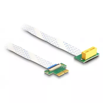 Placa riser DeLOCK PCI Express x1 macho para slot x1 90° angular com cabo FPC 30 cm