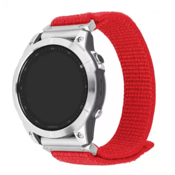 Pulseira de nylon de 22 mm de substituição FIXED para Garmin QuickFit 160–210 mm vermelha