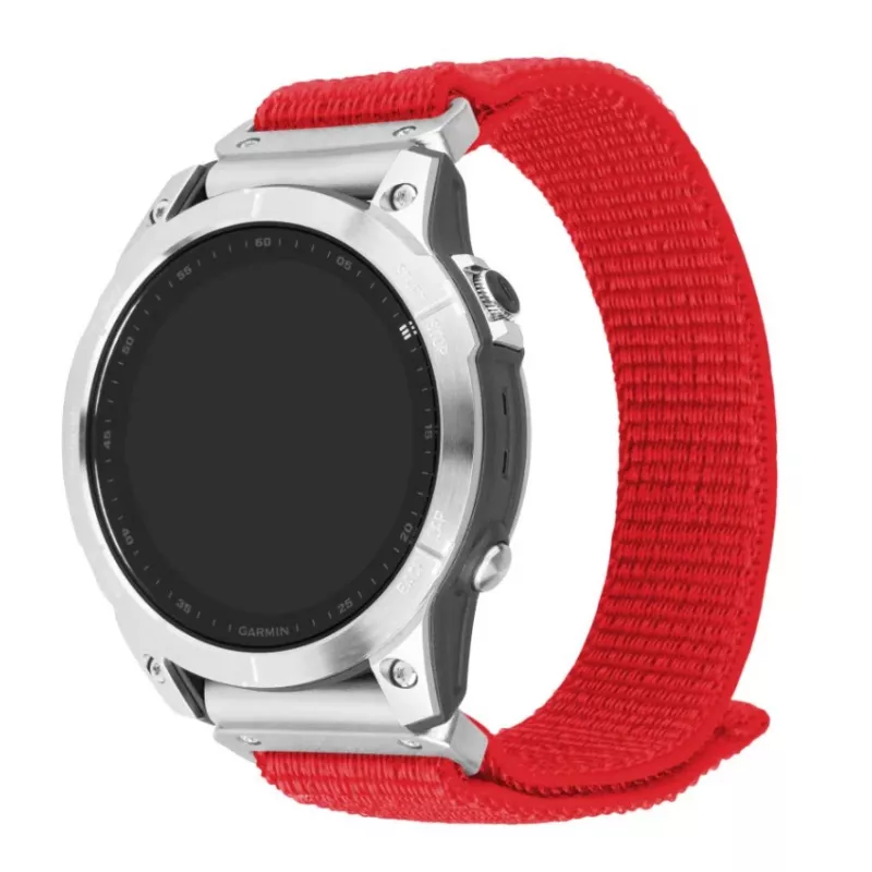 Pulseira de nylon de 22 mm de substituição FIXED para Garmin QuickFit 160–210 mm vermelha