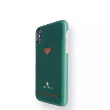 Capa traseira com compartimento para cartões VixFox para iPhone X / XS, verde-floresta capa protetora com compartimento para cartões