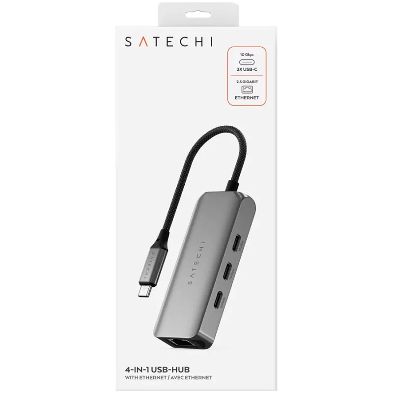 Satechi Docking Station 4-em-1 ST-H3C25EM USB-C 3.2 Gen2 Cinzento (ST-H3C25EM)