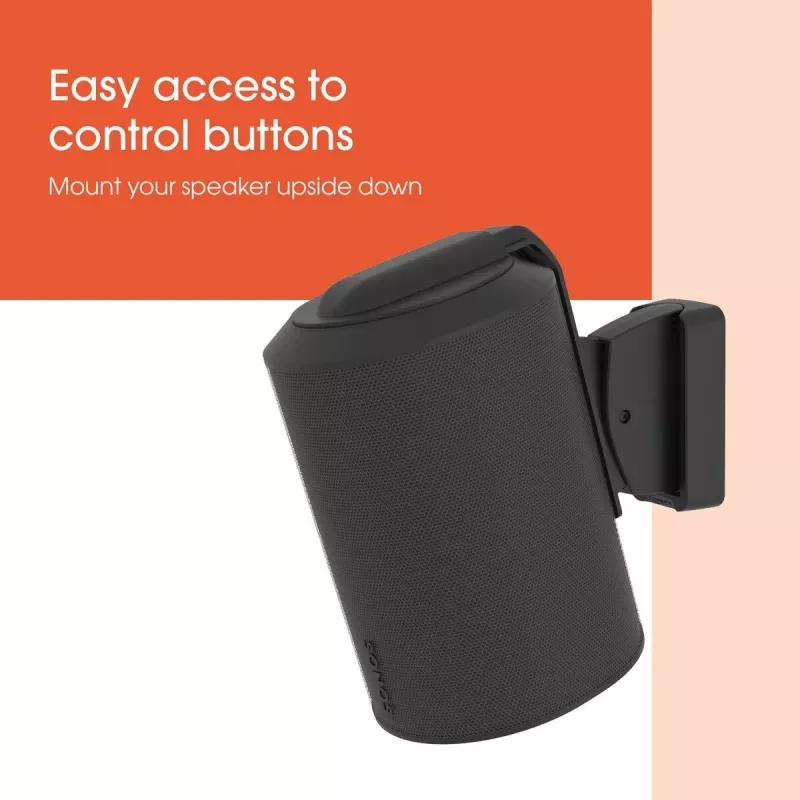 Suporte de parede Vogels | Suporte de parede para coluna para Sonos Era 100 | Inclinável, rotativo | Capacidade máxima 7 kg | Preto