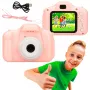 Câmara digital para crianças Extralink H20 rosa 1080P 30fps ecrã de 2,0 polegadas