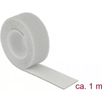 Fita de velcro DELOCK 18278 — cinzento, 20 mm × 1 m, 1 unid.