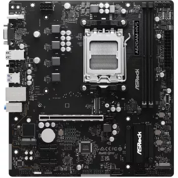 Motherboard ASRock A620AM-HVS Micro ATX — chipset AMD A620A, Socket AM5, DDR5, 2 DIMM, até 128 GB, HDMI 2.1, M.2 2280