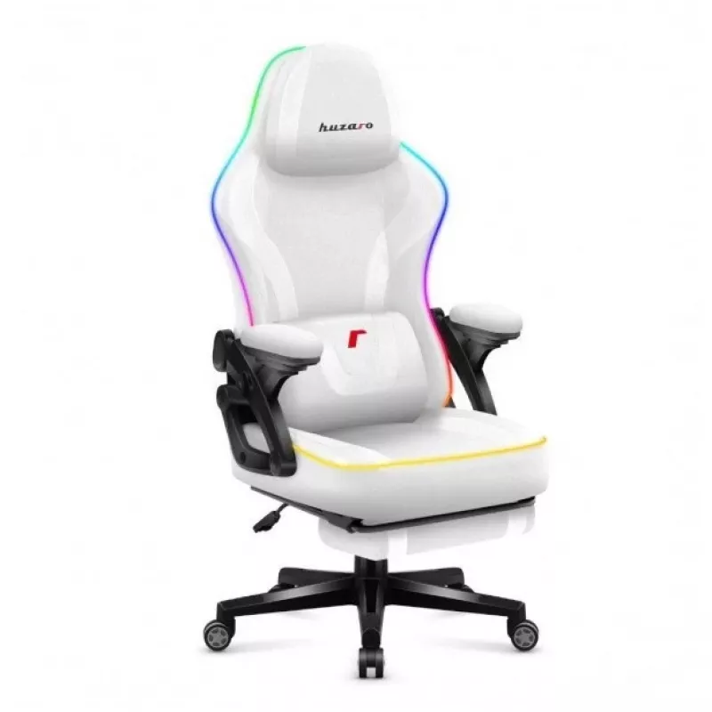 Cadeira gaming mesh branca RGB
