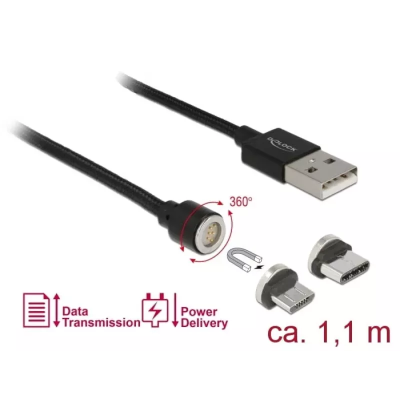 Cabo USB DeLOCK 85723 USB 2.0 1,1 m USB A USB C/Micro-USB B preto