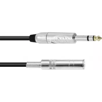 Cabo de áudio Omnitronic Extensão jack estéreo 6,3 mm, 3 m, preto