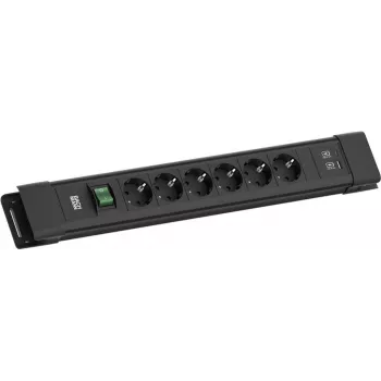Régua de tomadas Bachmann CONNECTUS BM005922 — 6 tomadas CEE7, 1 USB-A 22W, cabo 2,0 m