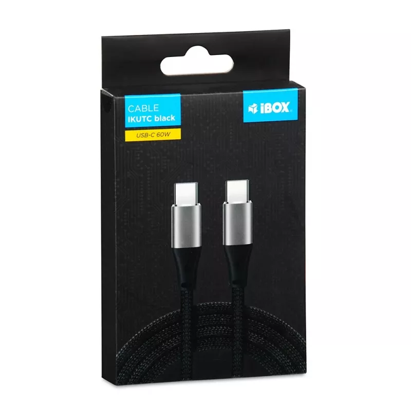 Cabo USB-C iBOX IKUTC 60W 2m preto