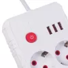 Extensão elétrica MACLEAN MCE388 W – 2 tomadas, 3×USB, 110–240V, 2500W, cabo de 3 m, branco