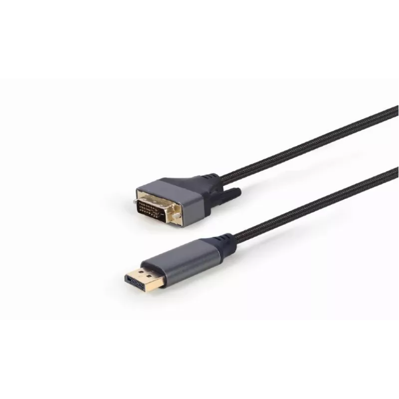 Adaptador de cabo de vídeo Gembird CC-DPM-DVIM-4K-6 – DisplayPort para DVI, 1,8 m, 4K, preto