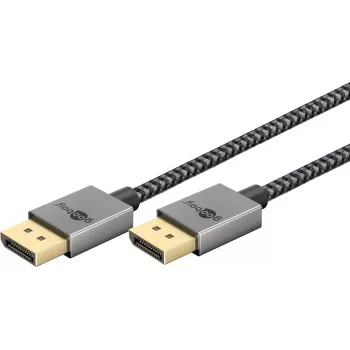 Cabo DisplayPort 2.0/2.1 fino (prateado/preto, 1 metro)