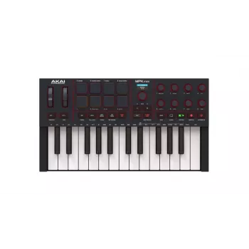 Teclado MIDI AKAI MPK MINI 4 preto – 25 teclas, 8 pads, 8 encoders, arpeggiator, USB-C, saída MIDI