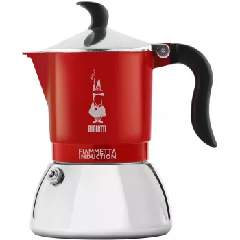 Cafeteira de fogão BIALETTI FIAMMETTA 2TZ indução vermelho, cafeteira moka de fogão para 2 chávenas