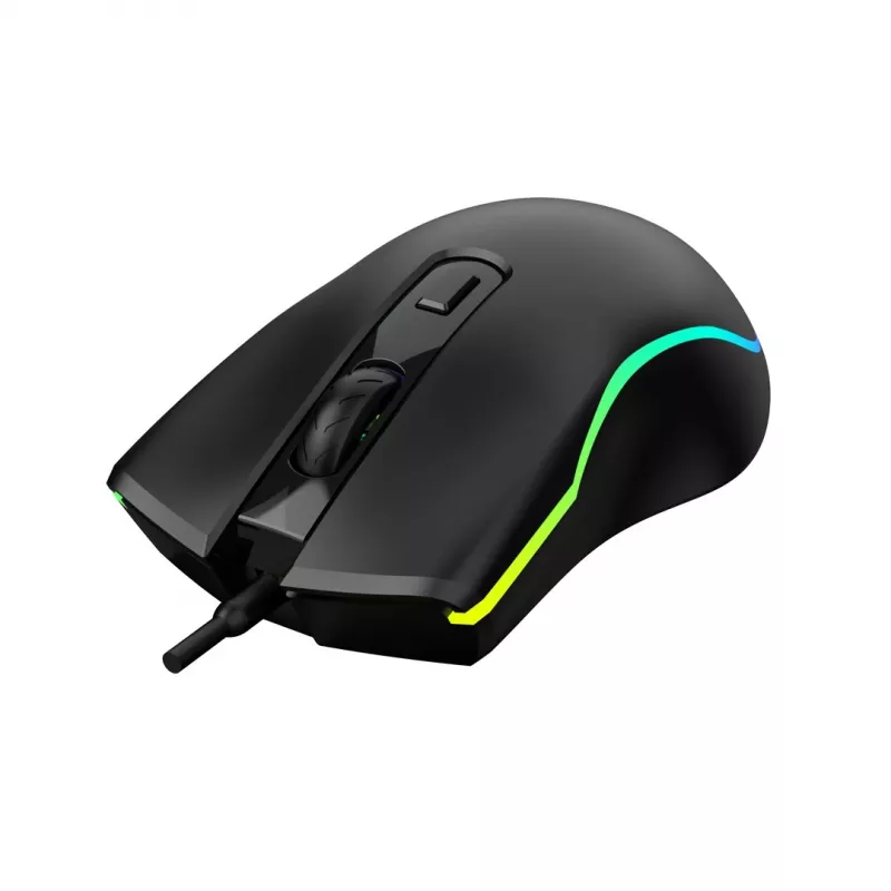 Rato gaming com fios aquecido ActiveJet AMY-W390 — ambidestro, ótico 2000 DPI, USB Type-A, 4 botões, preto