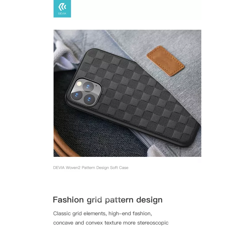 Capa macia Devia Woven2 para iPhone 11 Pro Max – superfície têxtil padronizada vermelha
