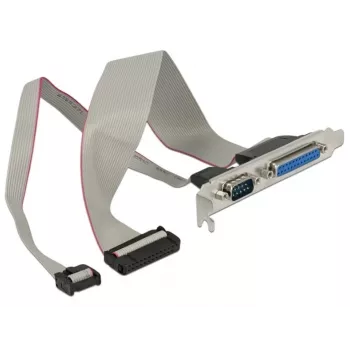 Delock 85644 Suporte de slot, 1x paralelo DB25 + 1x série DB9 para IDC, pinagem rodada