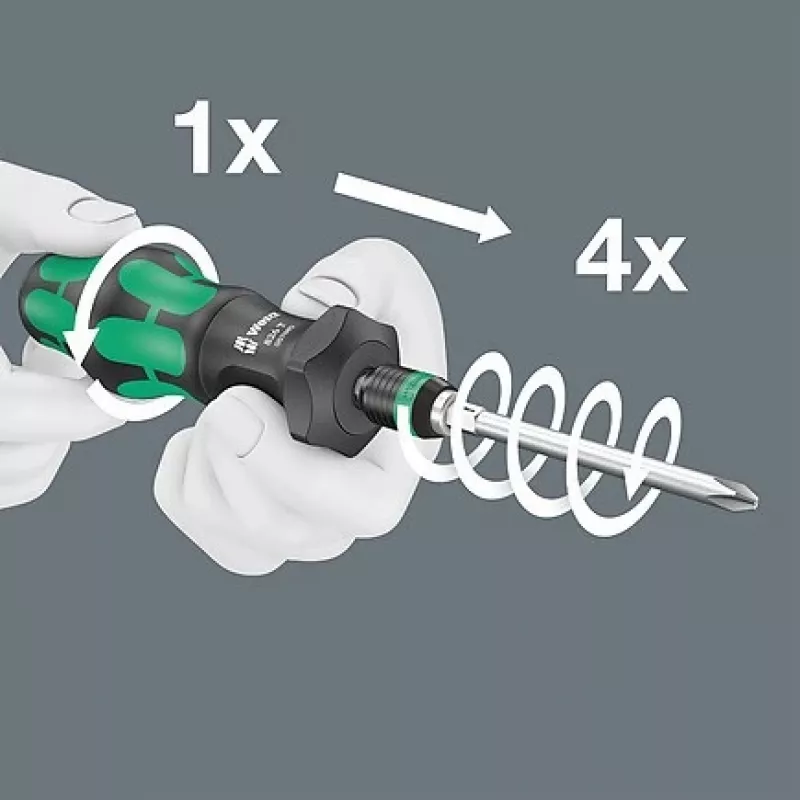 Wera 826 T Kraftform Turbo Chave de parafusos porta-pontas com Rapidaptor, 1/4 de polegada