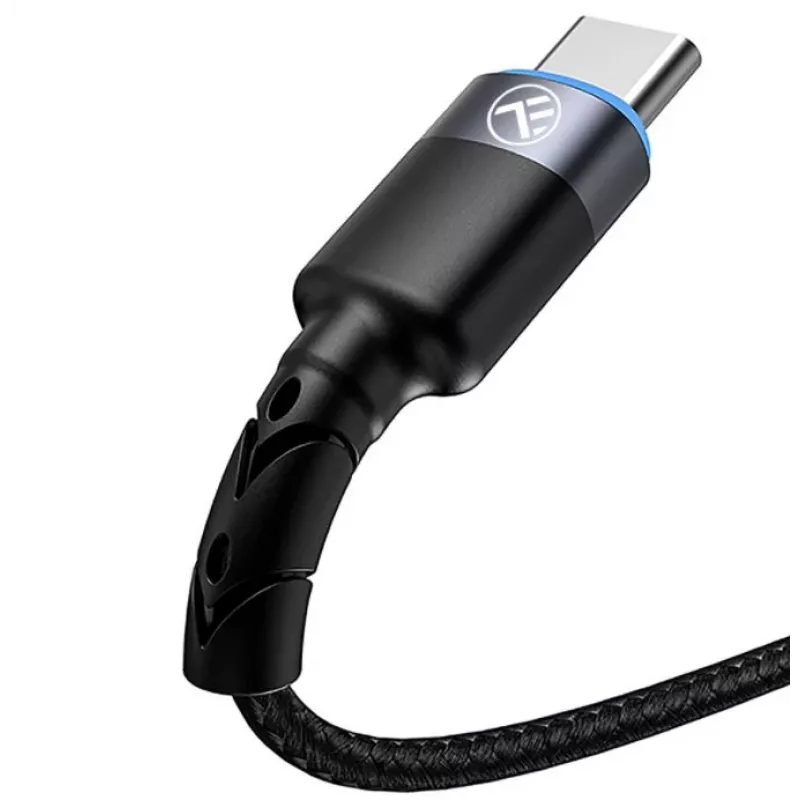 Cabo de dados Tellur USB para Type-C LED trançado em nylon 1,2 m preto