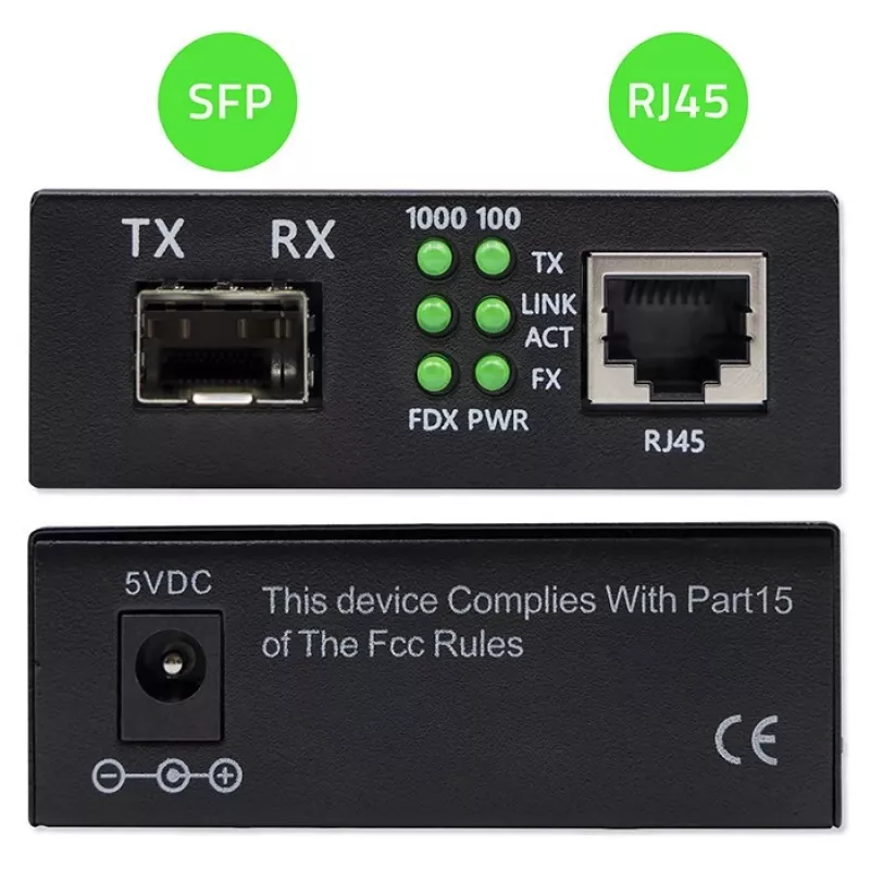 Conversor de media SWITCH Ethernet 1x RJ45 1x SFP