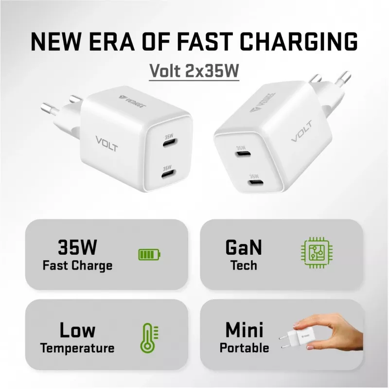 Carregador de parede USB-C YENKEE G35D 2x18W Power Delivery 3.0 3A