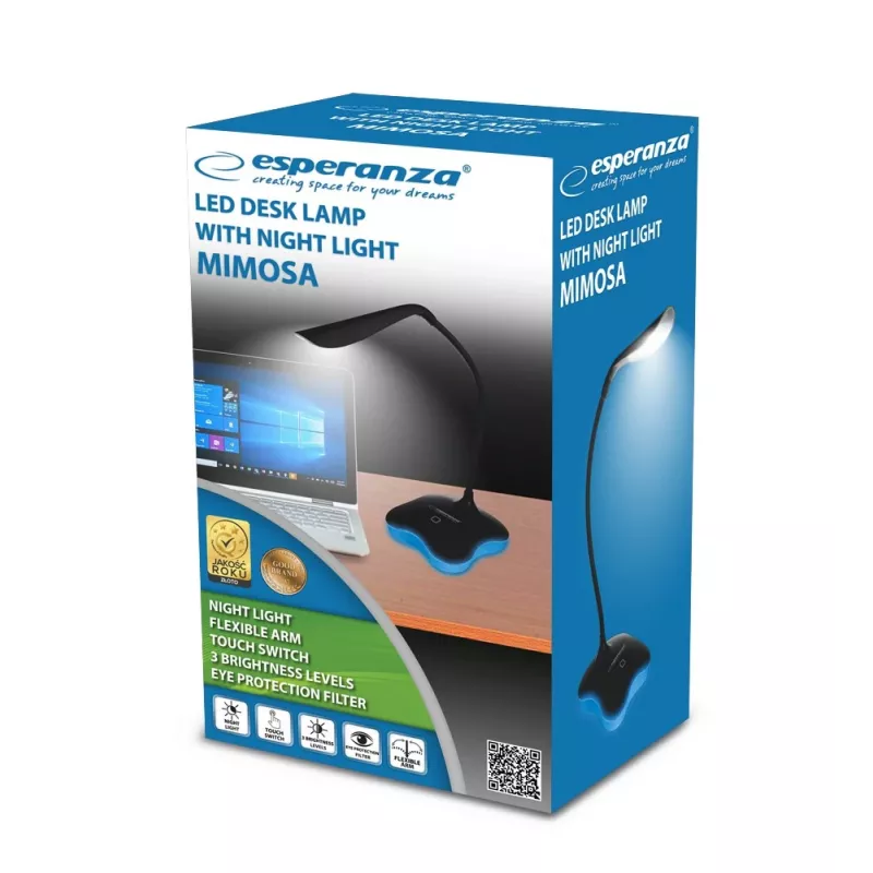 Esperanza ELD105K Mimosa candeeiro de secretária LED, 3 W, preto