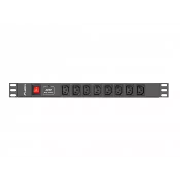 Lanberg PDU-08I-0200-C20-BK Unidade de distribuição de energia (PDU) 1U Preto 8 saídas AC (PDU-08I-0200-C20-BK)
