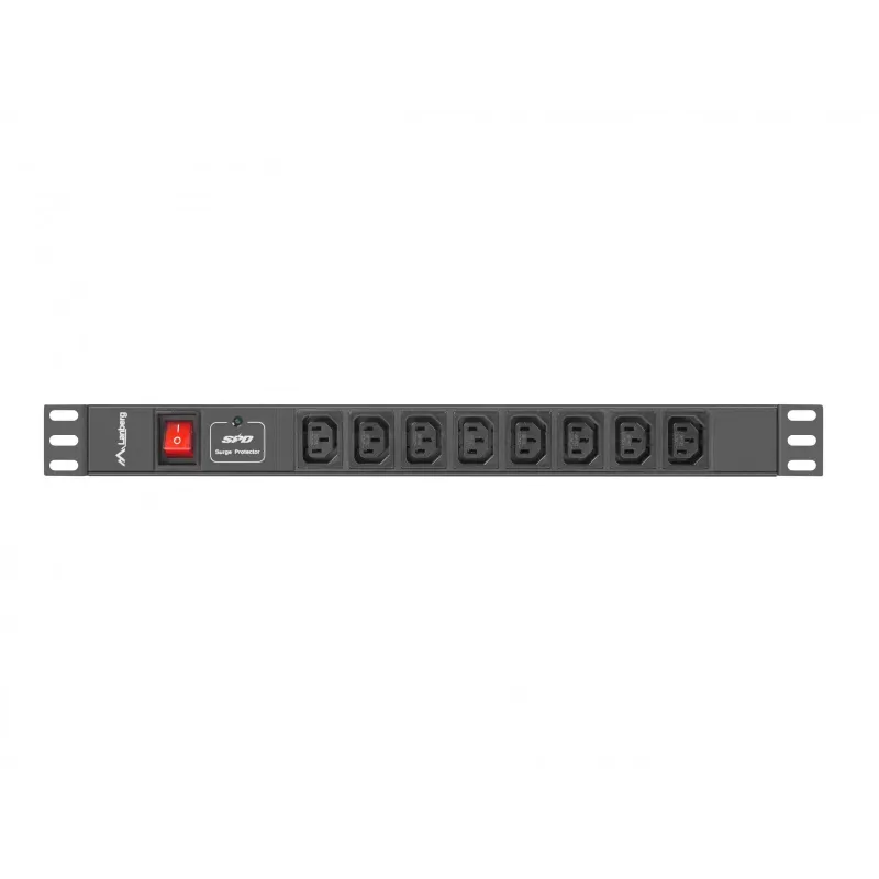 Lanberg PDU-08I-0200-C20-BK Unidade de distribuição de energia (PDU) 1U Preto 8 saídas AC (PDU-08I-0200-C20-BK)
