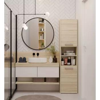 Armário de casa de banho de pé Top e shop S40 SONOMA — estrutura cor de carvalho, de pé, 6 prateleiras, 400×300×1700 mm
