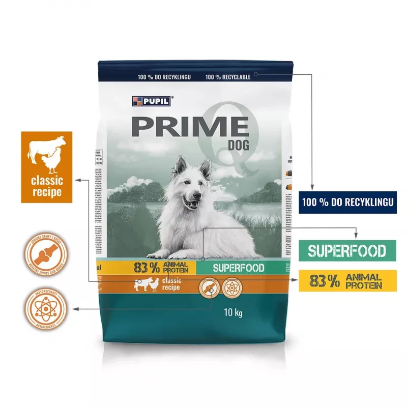 PUPIL Prime Mini Rico em Aves com Vitela - Alimento seco para cães - 10 kg