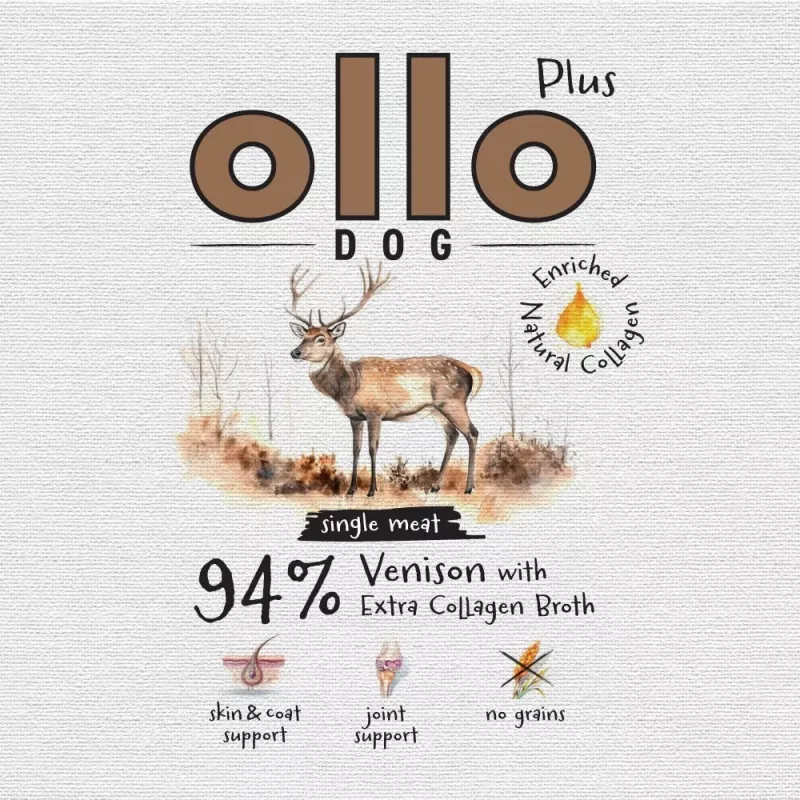 Ollo Plus Colagénio Veado 400g Lata de comida para cães