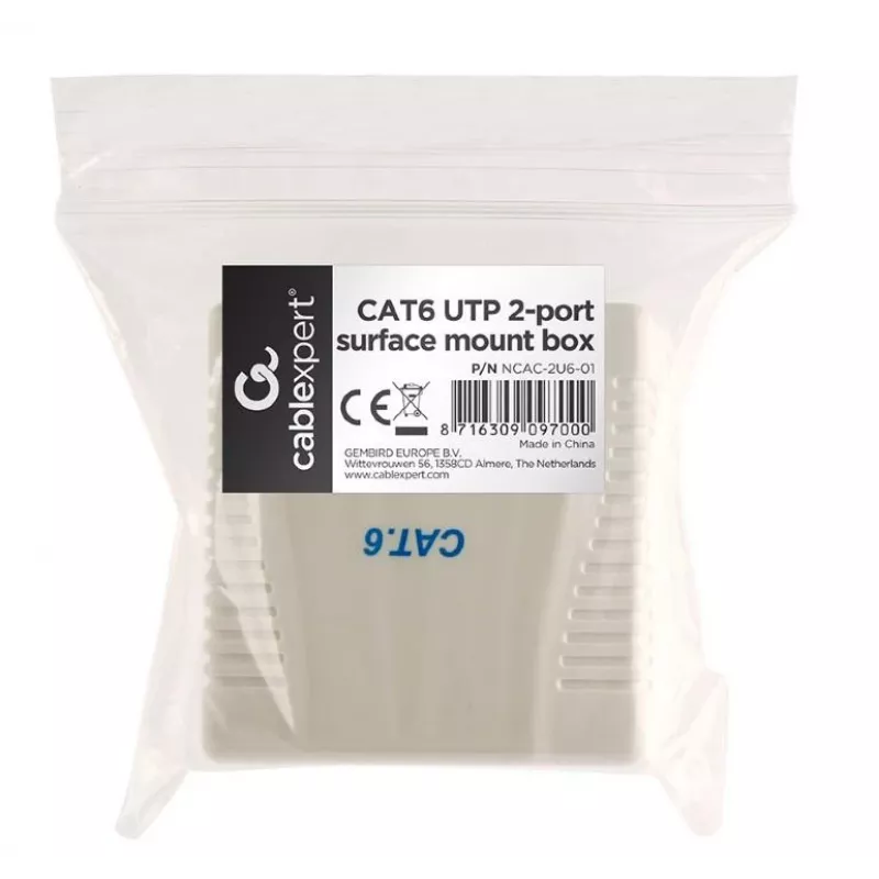 Caixa de montagem para acessórios de cabos CAT6 UTP/2P NCAC-2U6-01 Gembird