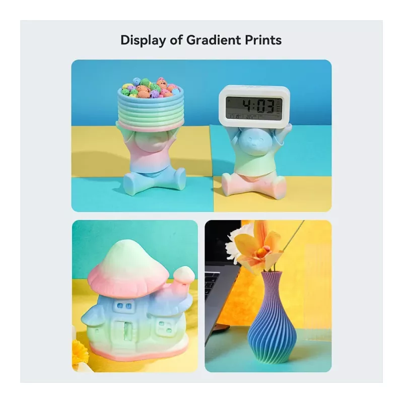 Filamento para impressão 3D Creality PLA 1,75 mm, 1 kg – azul/verde/rosa (Creality 3301010424)