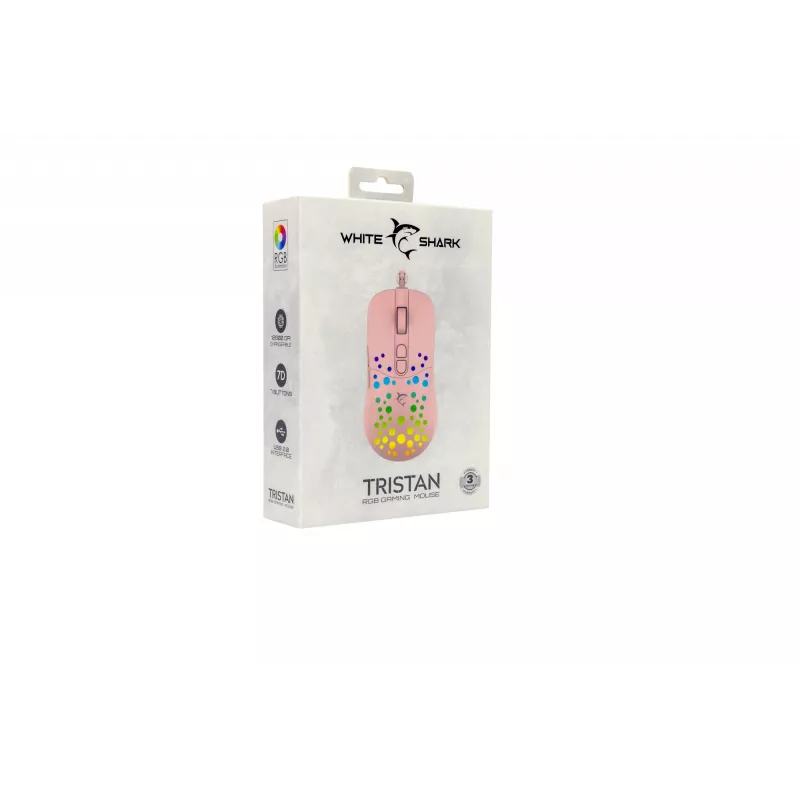 Rato White Shark GM-9004 Tristan-2 rosa RGB USB