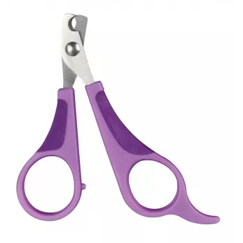 Tesoura de cuidados para animais Trixie 6285, lâminas de aço inoxidável, pontas arredondadas, para destros, 80 mm, punho antiderrapante, várias cores