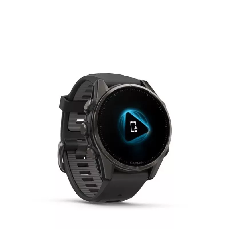 Garmin fenix 8 AMOLED Sapphire 43 mm relógio inteligente GPS, ecrã tátil de 3,3 cm (1,3") 416 x 416, Wi-Fi, titânio Carbon Grey DLC, bracelete de silicone Black/Pebble Grey, preto