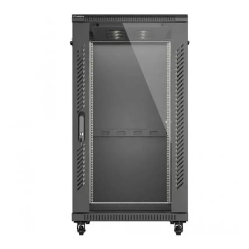 Armário rack 19 polegadas LANBERG 22HE 600x1000 mm, preto, portas de vidro à frente e atrás