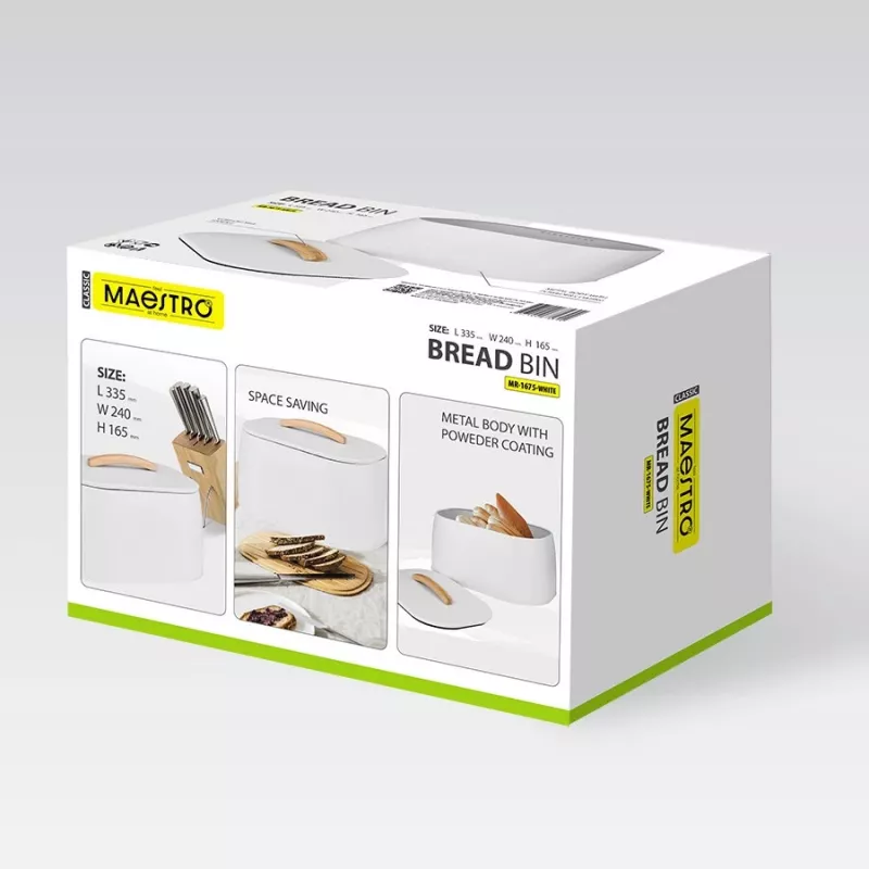 Caixa de pão Maestro MR-1675-WHITE — caixa de pão branca