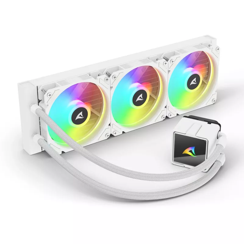 Refrigeração líquida CPU All-in-One Sharkoon S60 ARGB branco radiador de 360 mm