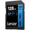 Cartão de memória SDXC Lexar 128GB UHS-I 800xPRO Class 10 U3 V30 — 150 MB/s leitura, 45 MB/s escrita, preto