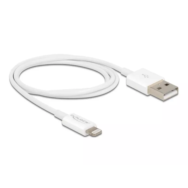 Cabo USB de dados e carregamento DeLOCK 83000 para iPhone iPad iPod branco 1 m