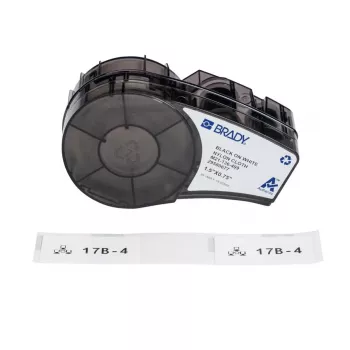 Brady, M21-136-499, tecido de nylon, preto sobre branco, 19,05 x 38,10 mm, permanente (91 etiquetas) (152093)