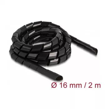 Tubo espiral flexível DeLOCK 2 m x 16 mm preto polietileno
